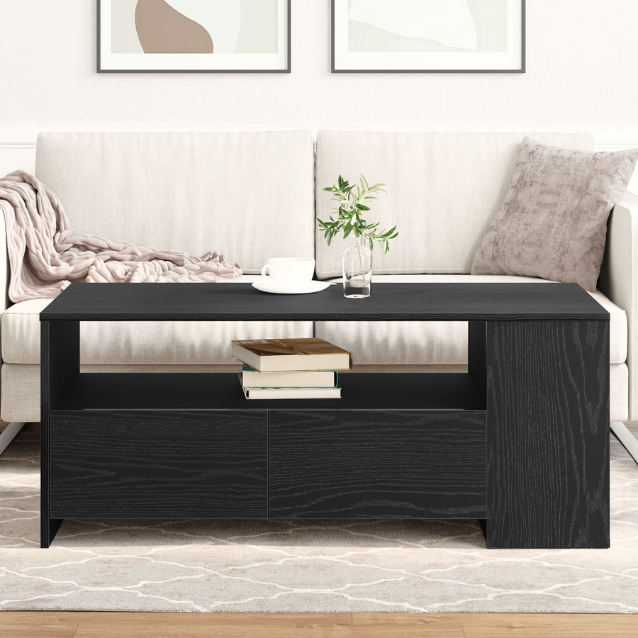 Zwarte Eikenhouten Salontafel 102X55X43.5 Cm Gemaakt Van Engineered Wood