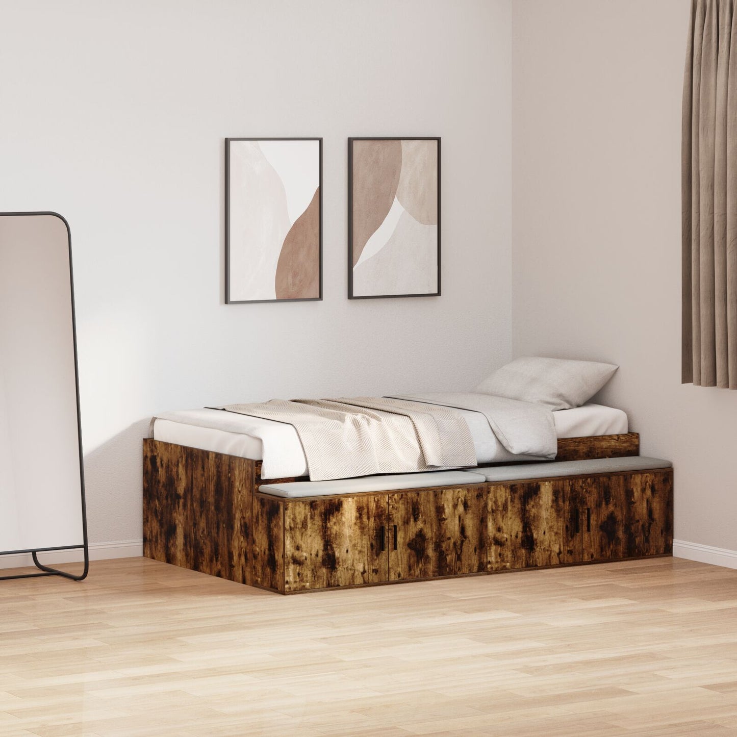 Opbergbedframe Gerookte Eiken 100X200 Cm