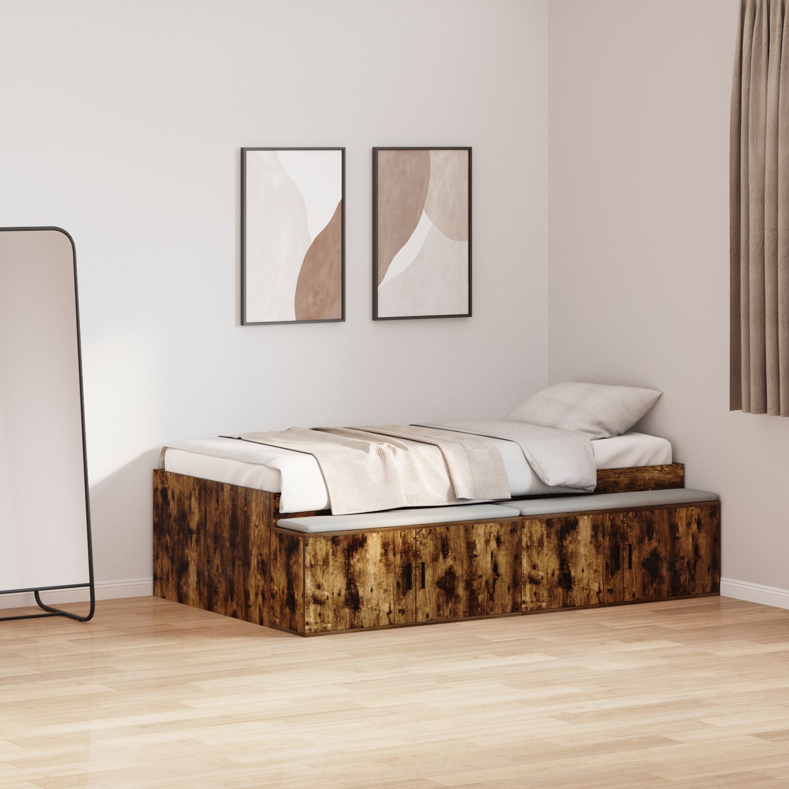 Opbergbedframe Gerookte Eiken 100X200 Cm
