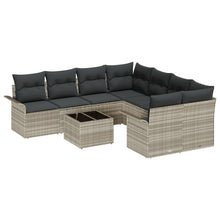 9-Delige Tuin Sofa Set Met Kussens Lichtgrijs Poly Rattan