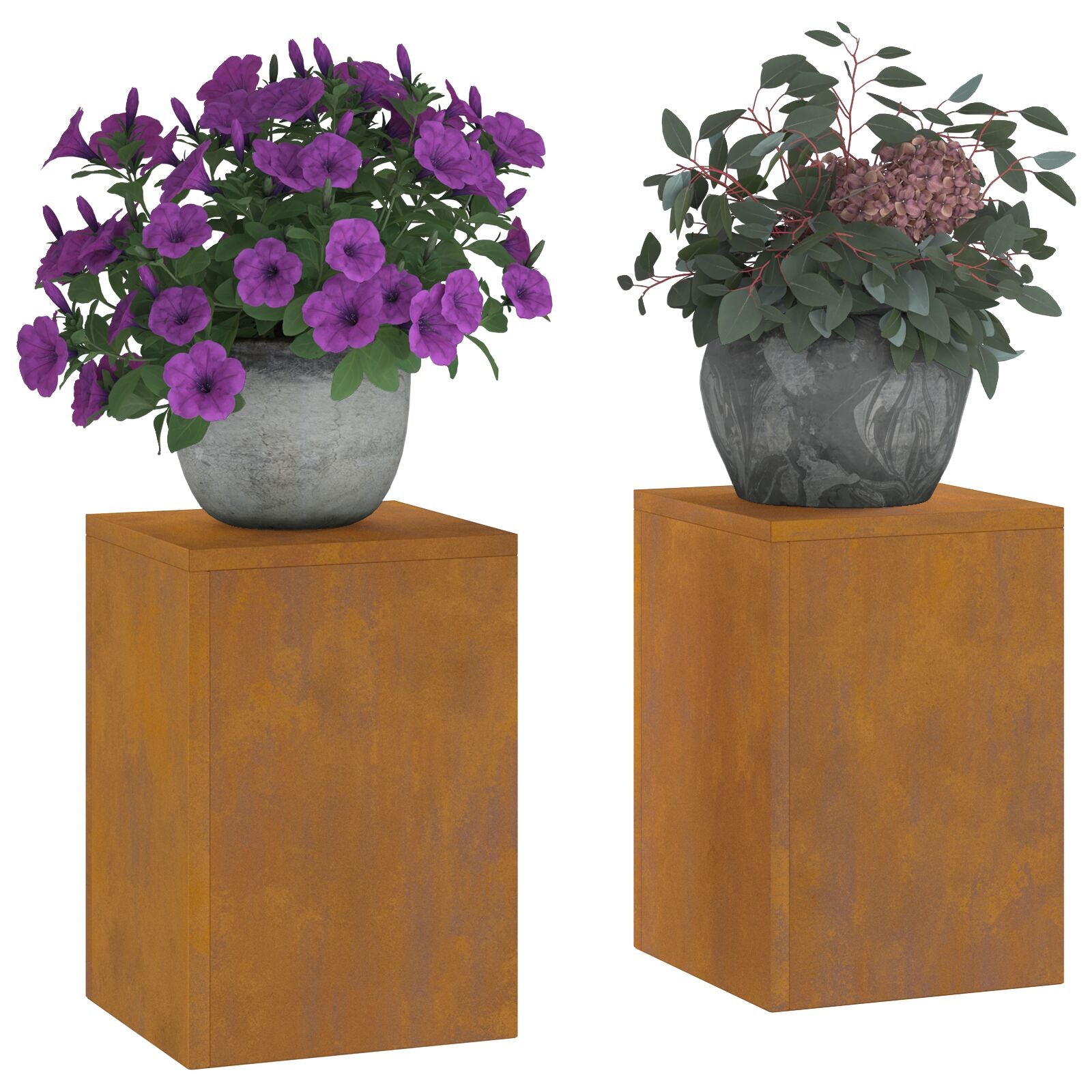 Buiten Plantstands Pillar 2 Pcs 24X24X35 Cm Weervast staal 2x (35 cm)