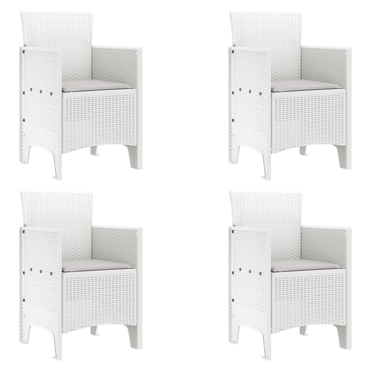 5-Delige Tuin Eettafel Set Met Kussens Wit Poly Rattan