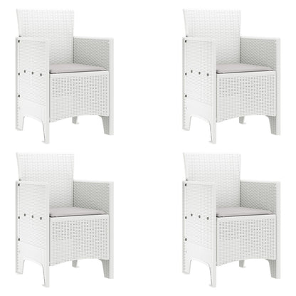 5-Delige Tuin Eettafel Set Met Kussens Wit Poly Rattan
