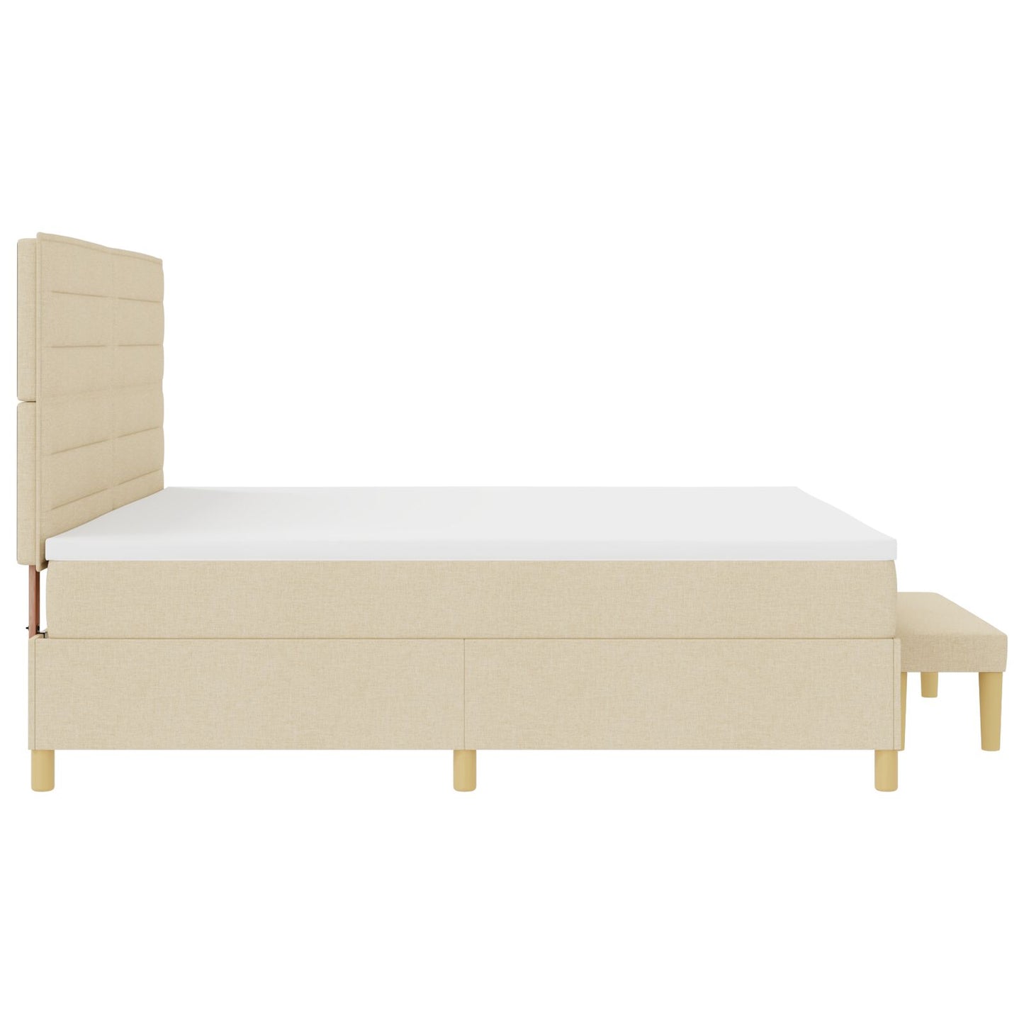 Boxspringbed Met Matras & Bank Stof Crème 200 x 200 cm Lijnen ontwerp