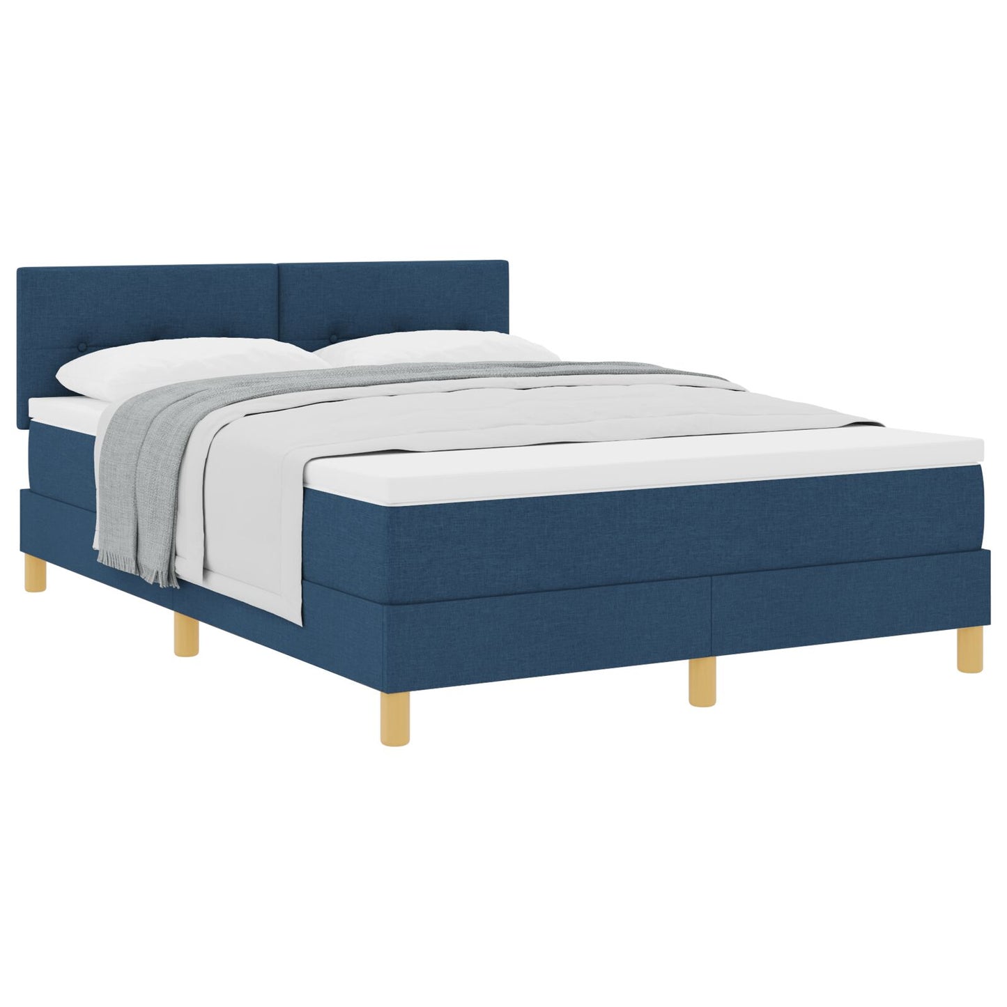 Boxspringbed Met Matras Stof Blauw 140 x 190 cm Geknoopt