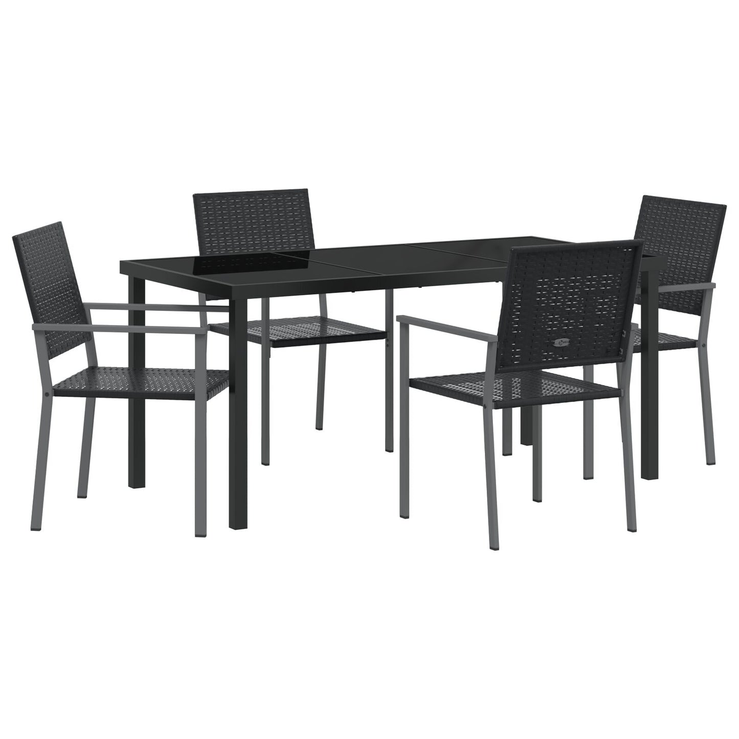 Set Van 3 Zwart Pe Rattan, Gepoedercoat Staal 54X62.5X89 Cm