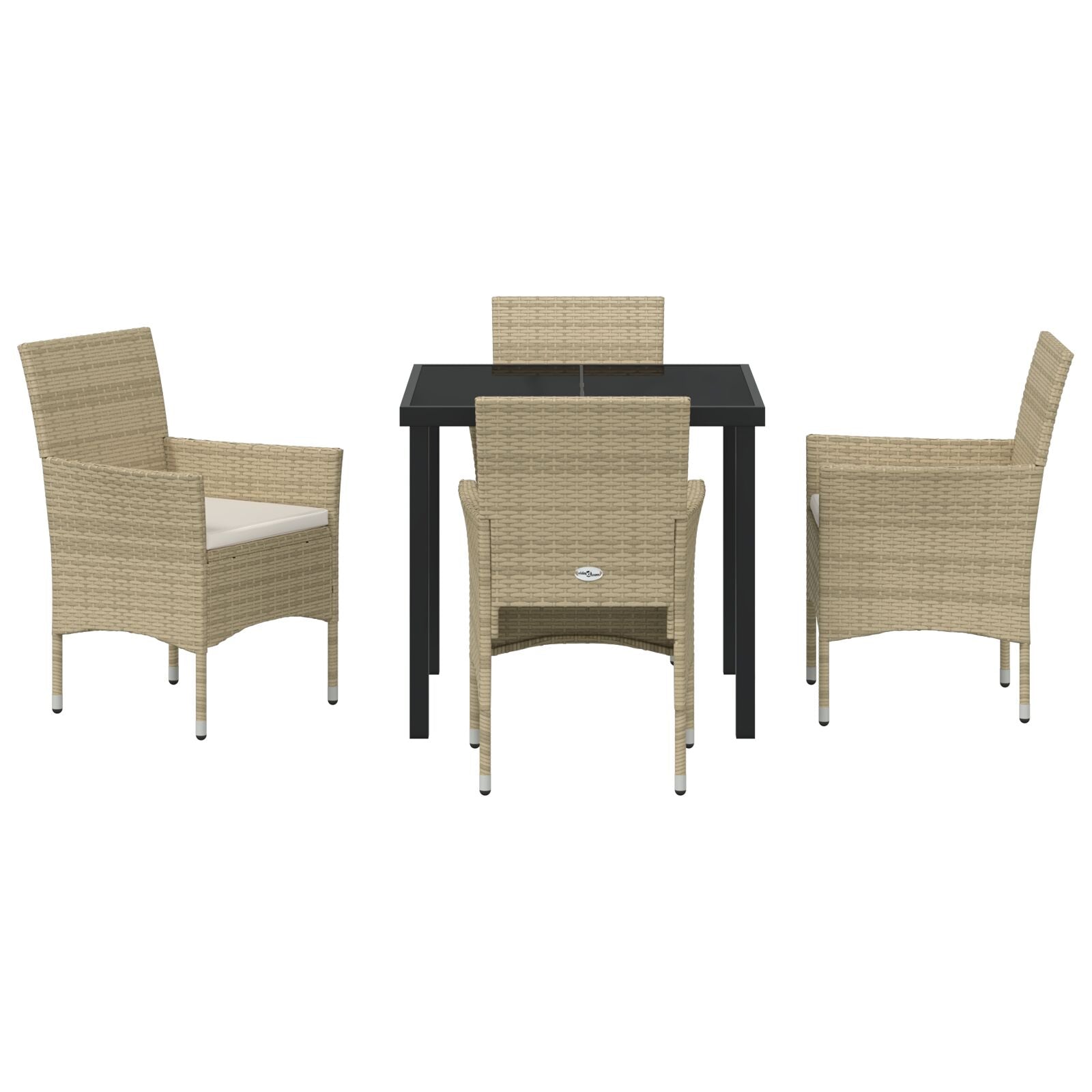 5-Delige Tuin Eetset Beige Poly Rattan