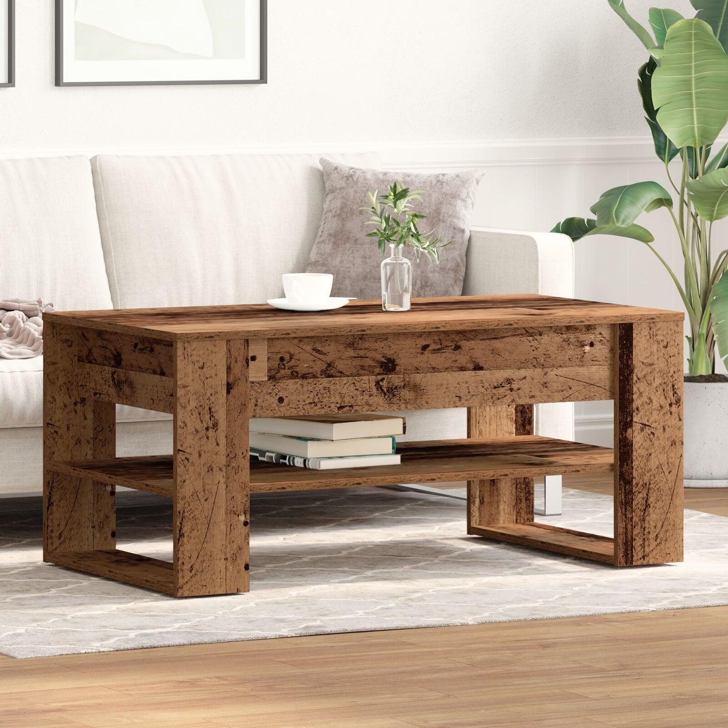 Salontafel Oude Hout 102X55X45 Cm Gelaagd Hout