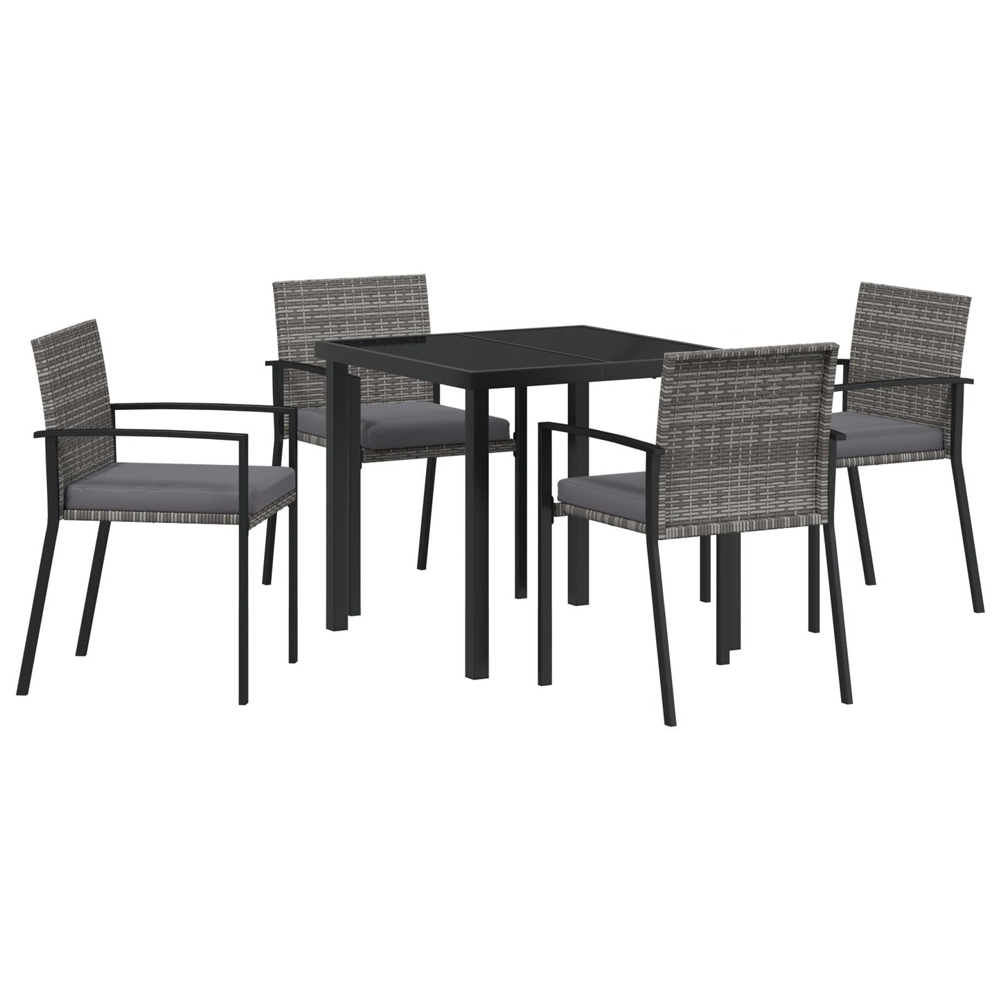 5-Delige Tuin Eetset Grijs Poly Rattan