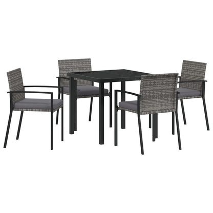 5-Delige Tuin Eetset Grijs Poly Rattan