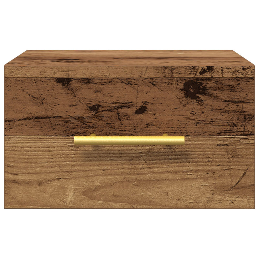 Nachtkastjes 2 Stuks Wandgemonteerd Oud Hout 35X35X20 Cm Zwart Eiken