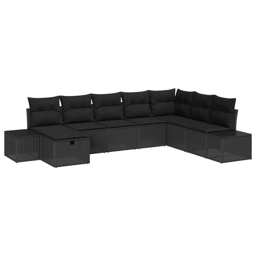 8-Delige Tuin Sofa Set Met Kussens Zwart Poly Rattan Wit