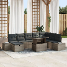 9-Delige Tuin Sofa Set Met Kussens Grijs Poly Rattan Wit