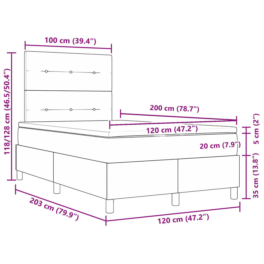 Boxspringbed Met Matras Donkerblauw 120X200 Cm Fluweel Blauw