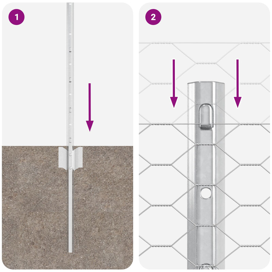Hekpalen 5 St U-Vorm 60 Cm Gegalvaniseerd Staal,  Zeshoekig Hek 0.5X10 M Gegalvaniseerd Staal