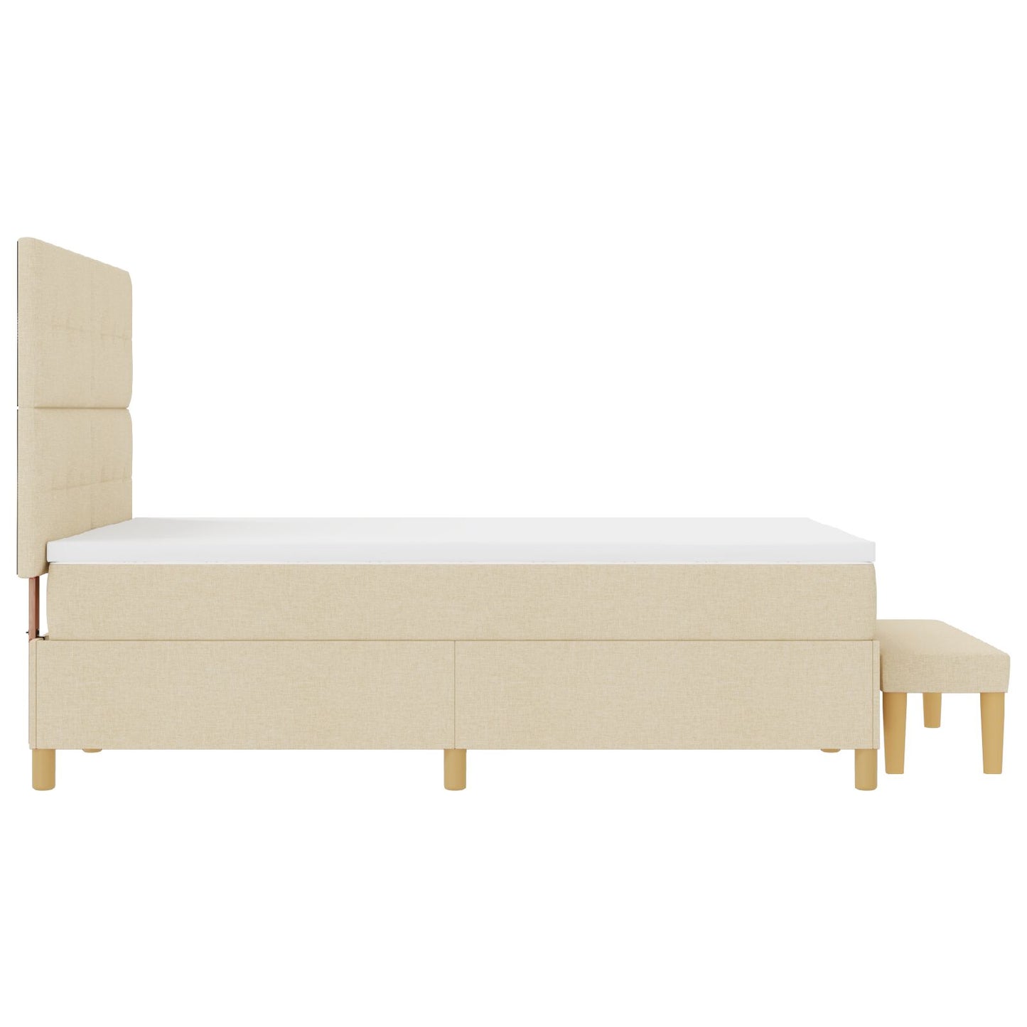 Boxspringbed Met Matras & Bank Stof Crème 160 x 200 cm Knoop-tufted