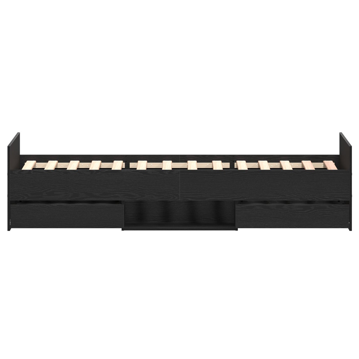 Bedframe Zonder Matras Zwart Eiken 90X190 Cm Bewerkt Hout