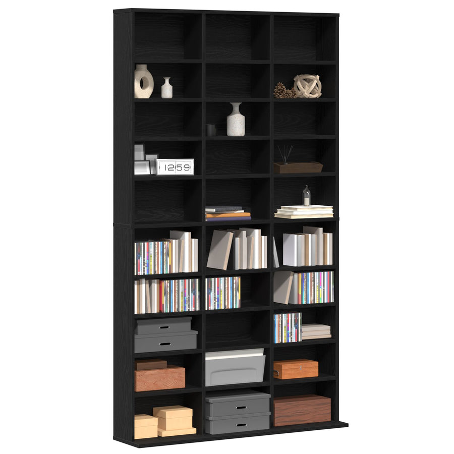 Cd-Kast Zwart Eiken 101X23X177,5 Cm Gelaagd Hout
