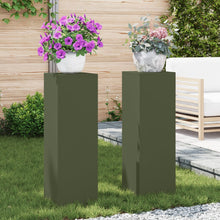 Buiten Plantenstands Pilaren 2 Stuks 24X24X75 Cm Staal Olijfgroen 2x (75 cm)