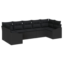 Tuin Sofa Set Set Van 7 Zwart Rattan En Polyester Tuin Loveseat
