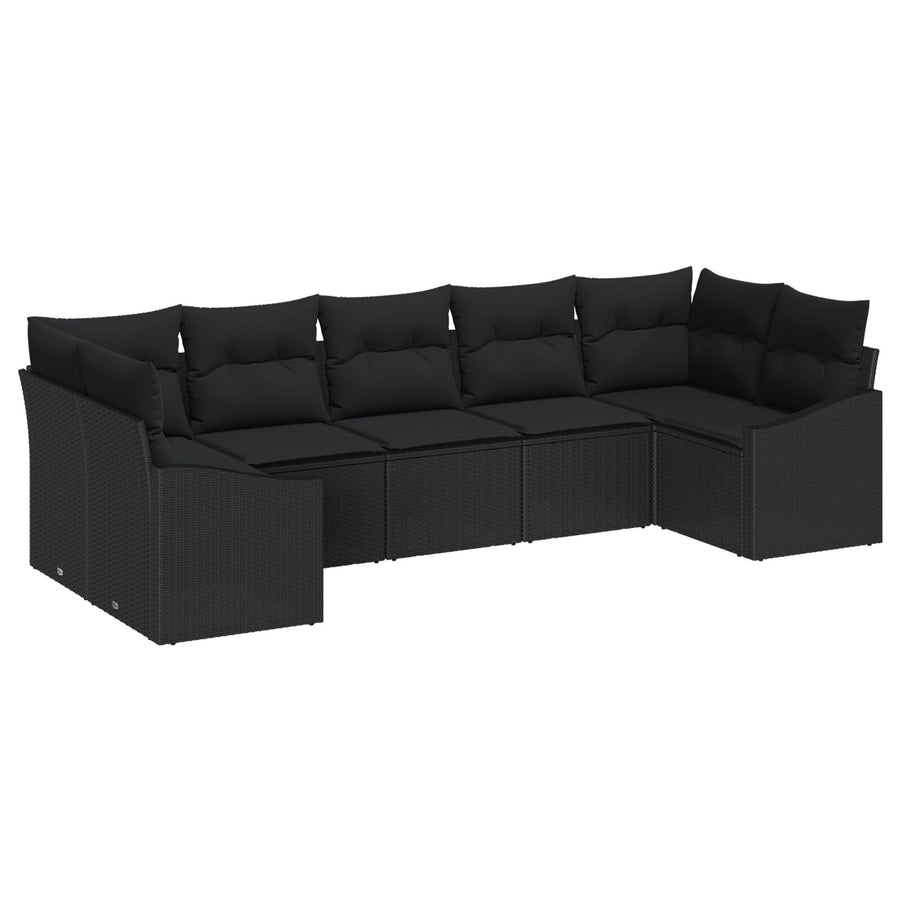 Tuin Sofa Set Set Van 7 Zwart Rattan En Polyester Tuin Loveseat