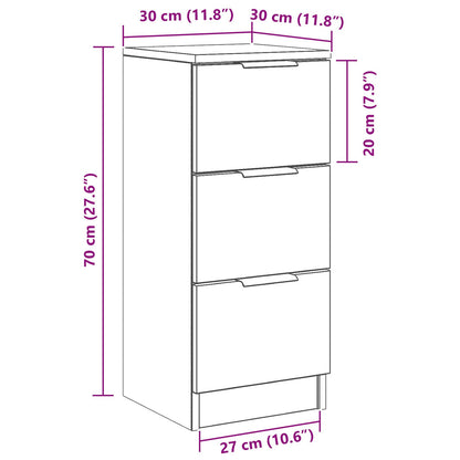 Sideboards 2 Stuks Zwart Eiken 30X30X70 Cm Bewerkt Hout