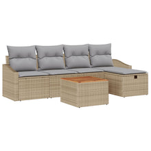 6-Delige Tuinbankenset Met Kussens Beige Poly Rattan