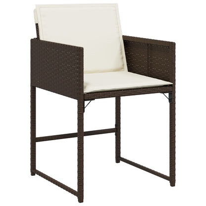 5-Delige Tuin Eetset Met Kussens Bruin Poly Rattan