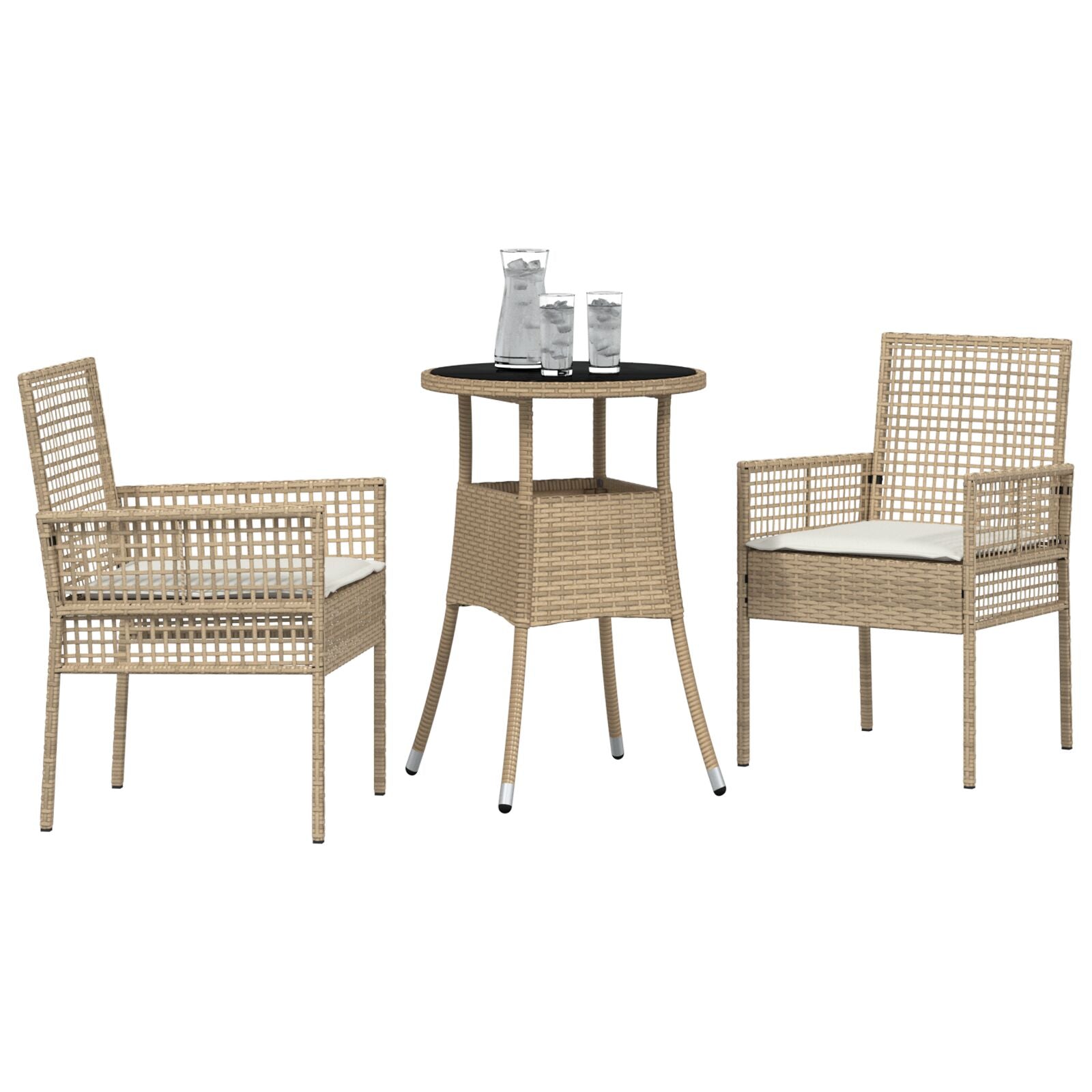 3 Delige Tuin Eet Set Beige Poly Rattan