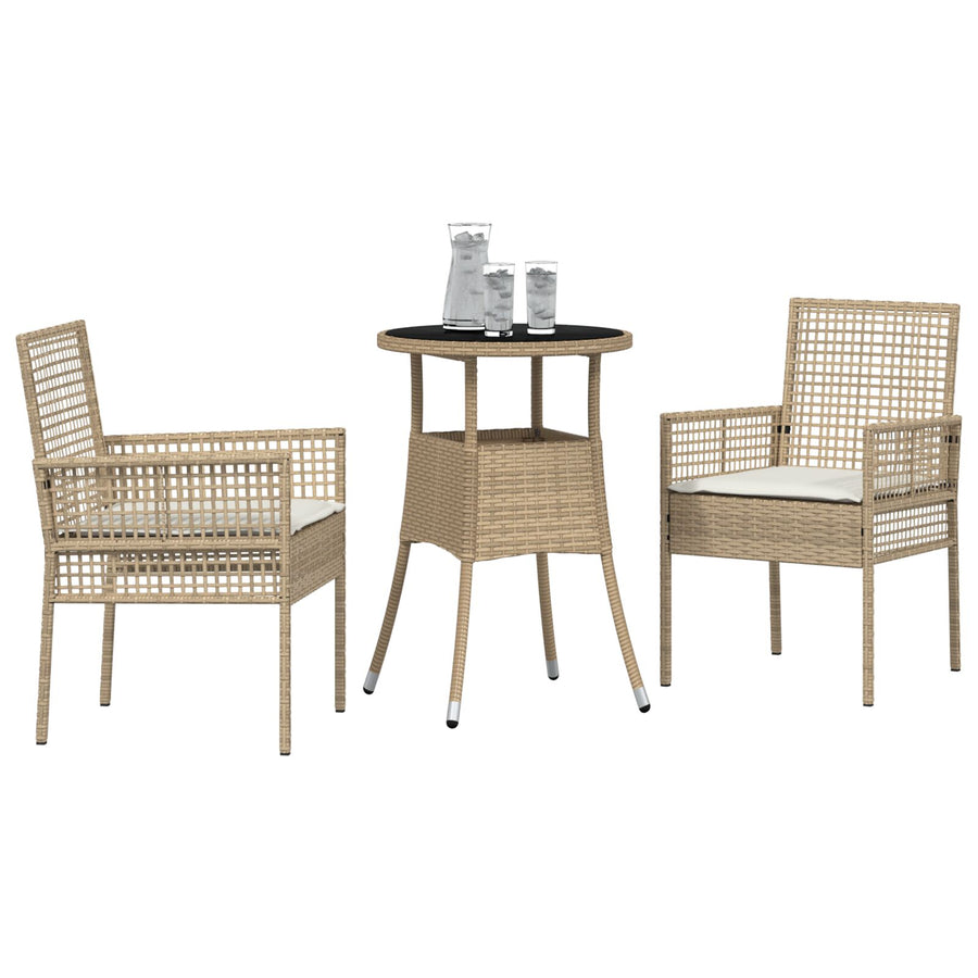 3 Delige Tuin Eet Set Beige Poly Rattan