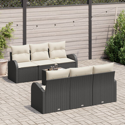 7-Persoons Tuin Sofa Set Met Kussens Zwart Poly Rattan