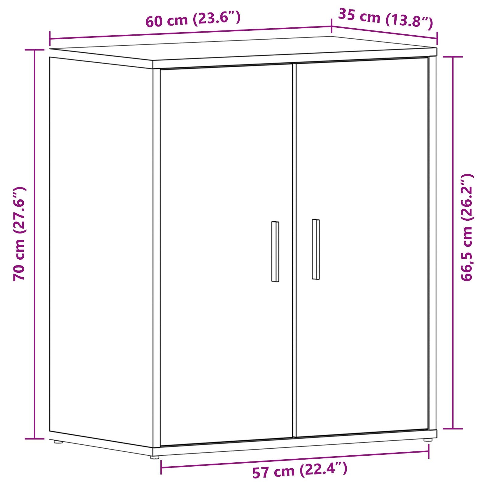 Schoenenkast Bewerkt Hout Zwart eiken 60 x 35 x 70 cm