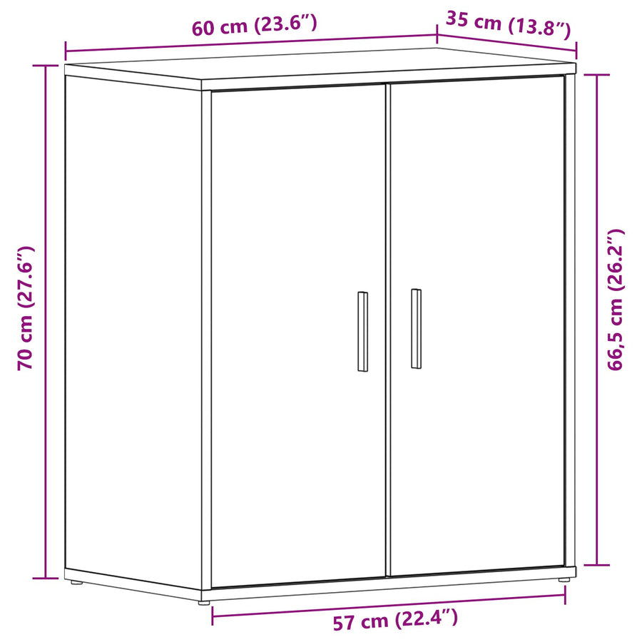 Schoenenkast Bewerkt Hout Zwart eiken 60 x 35 x 70 cm