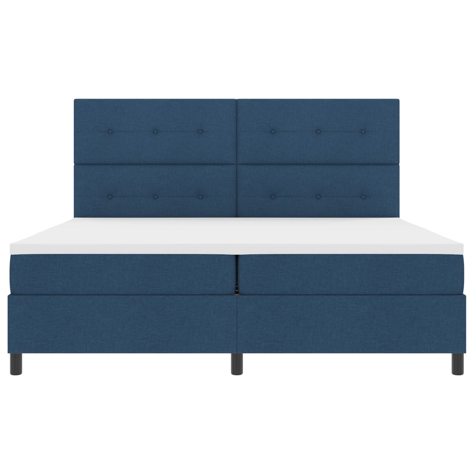 Boxspringbed Met Matras Stof Blauw 200 x 200 cm Knop tufted