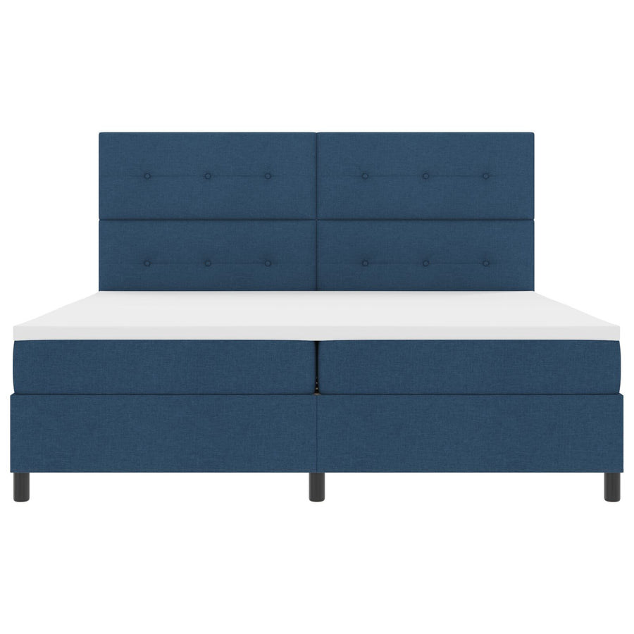 Boxspringbed Met Matras Stof Blauw 200 x 200 cm Knop tufted