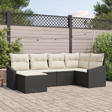 Tuin Eetset Set Van 6 Beige, Zwart Riet, Polyester Kussens