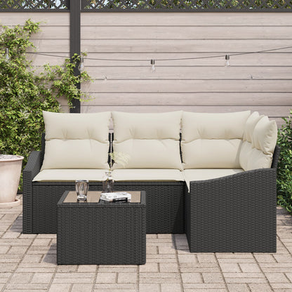 4-Delige Tuin Sofa Set Met Kussens Bruin Poly Rieten