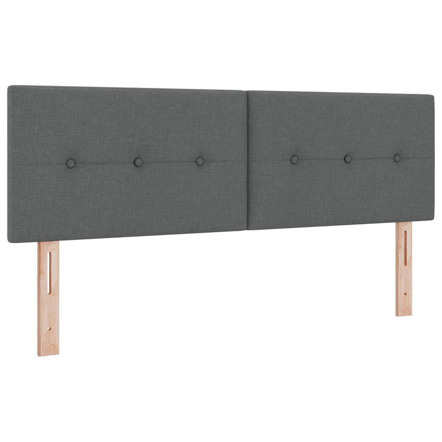Boxspringbed Met Matras Stof Donkergrijs 160 x 200 cm Knoop-geplooid