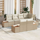 Garden Sofa Set with Cushions 7 pcs Beige poly rattan