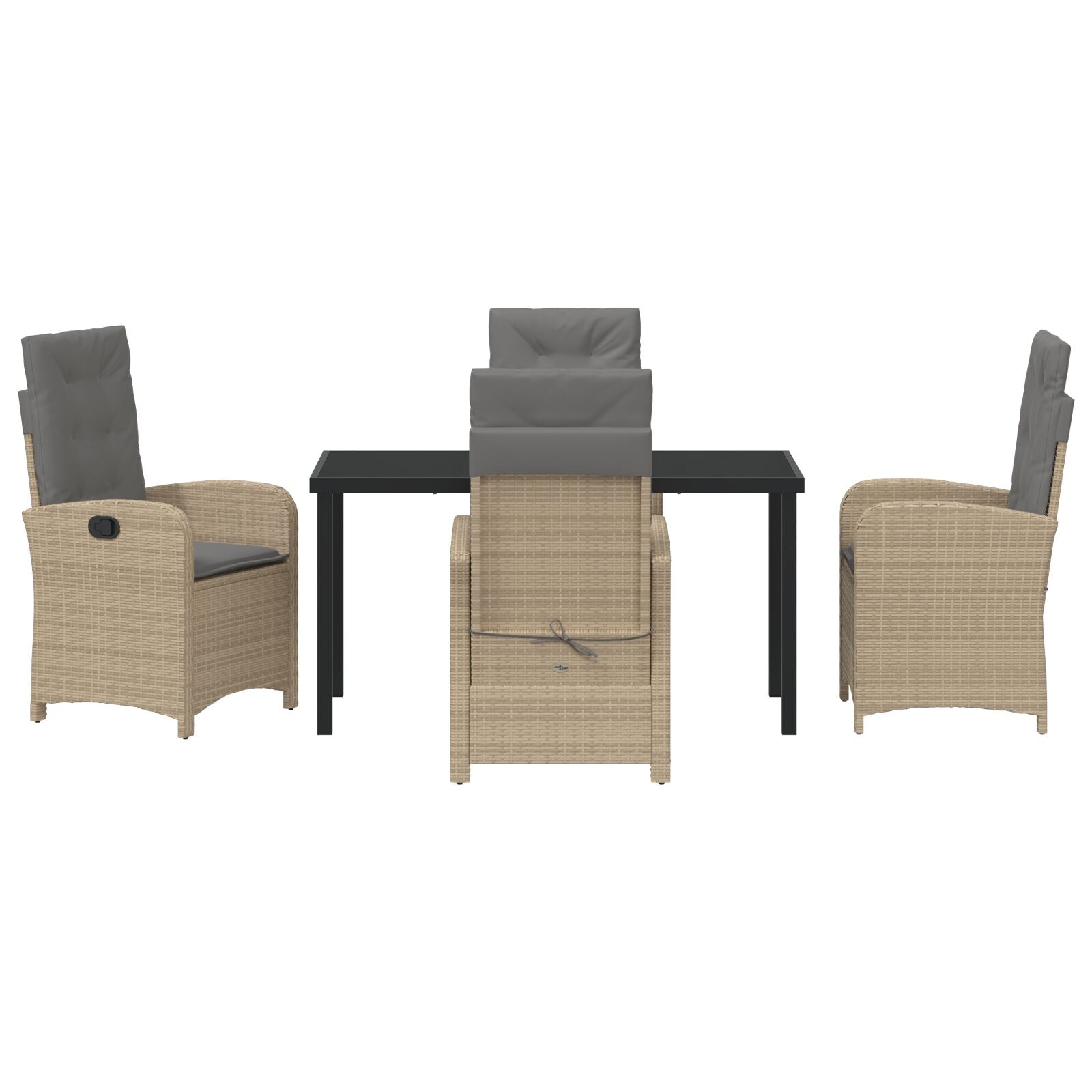 5-Delige Tuinset Met Kussens Beige Poly Rattan