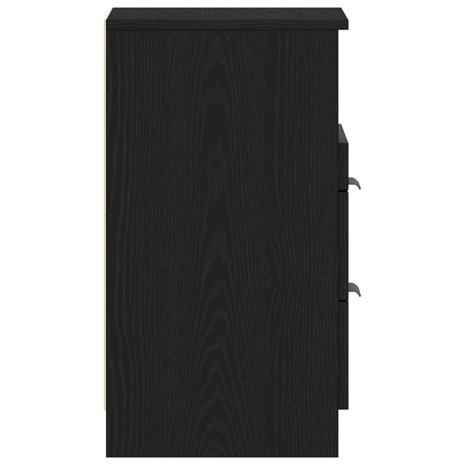 Nachtkastjes 2 Stuks Zwart Eiken 40X35X65 Cm Bewerkt Hout