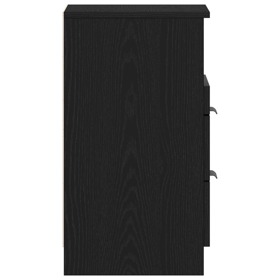 Nachtkastjes 2 Stuks Zwart Eiken 40X35X65 Cm Bewerkt Hout