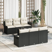 Tuinset poly rattan 6 personen zwart