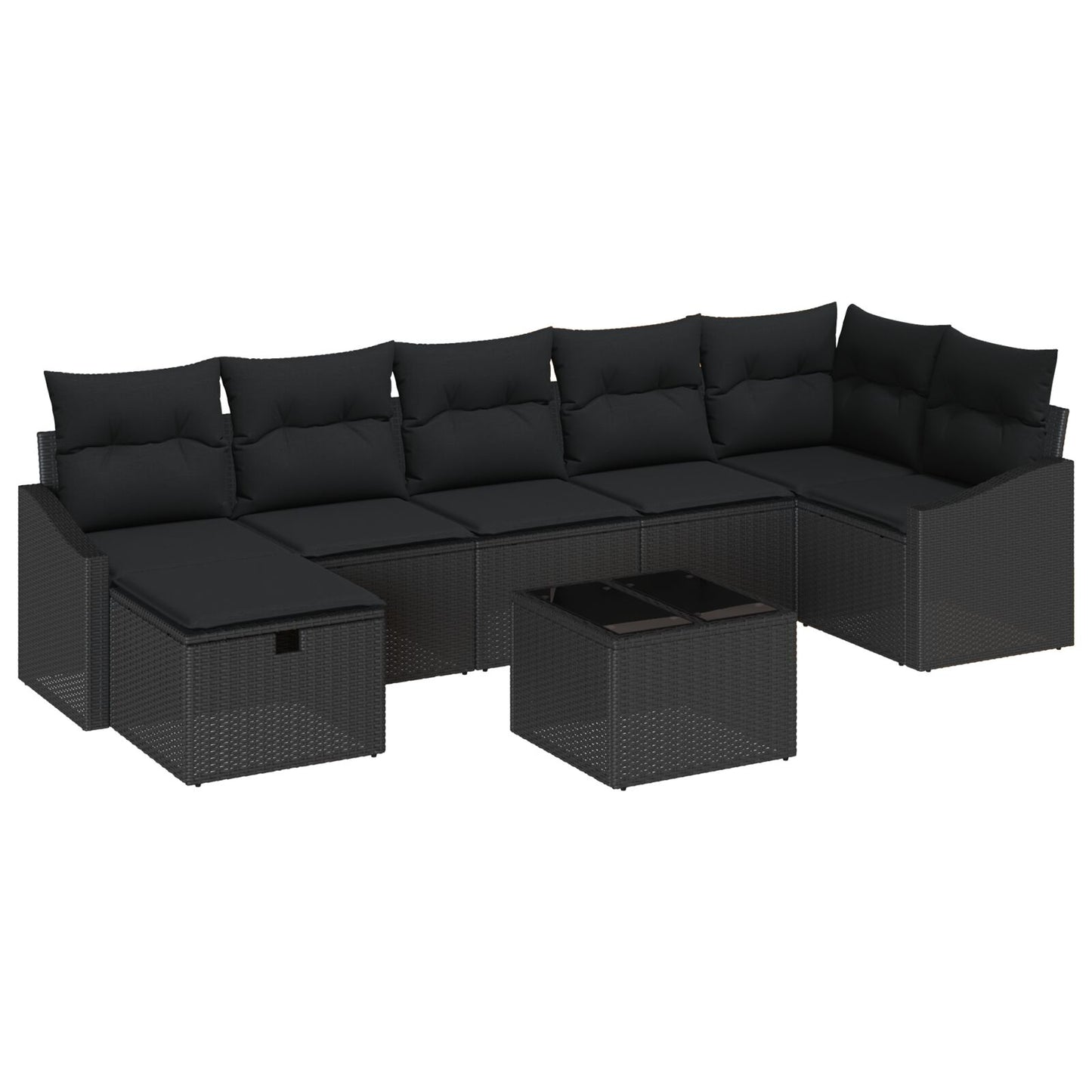 8-Delige Tuin Sofa Set Met Kussens Zwart Poly Rattan Wit