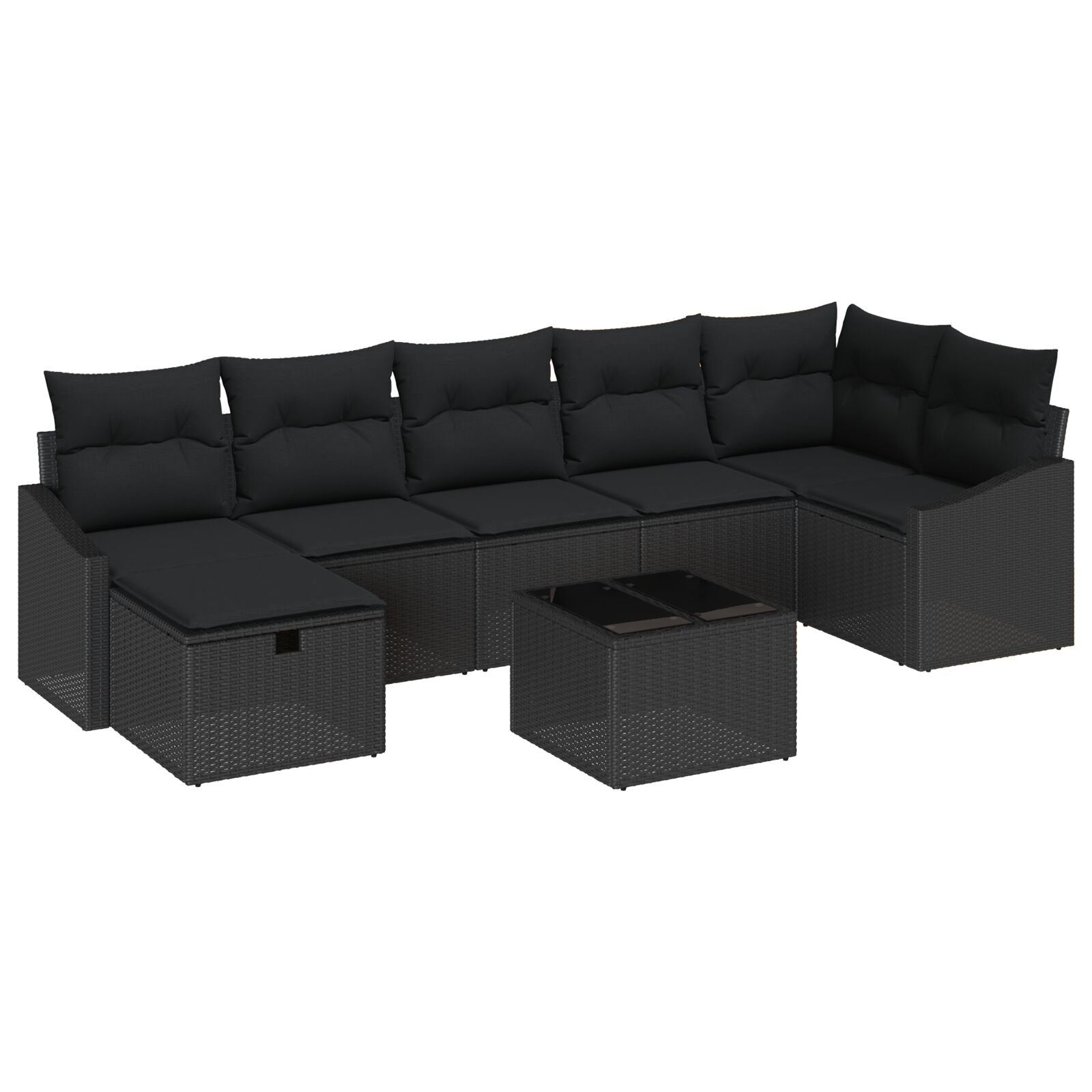 8-Delige Tuin Sofa Set Met Kussens Zwart Poly Rattan Wit