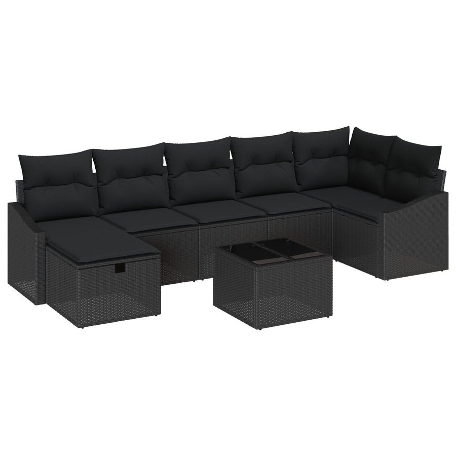 8-Delige Tuin Sofa Set Met Kussens Zwart Poly Rattan Wit