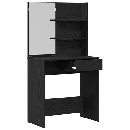 Zwart Eiken Hektafel Met Spiegel - 74,5 X 40 X 141 Cm