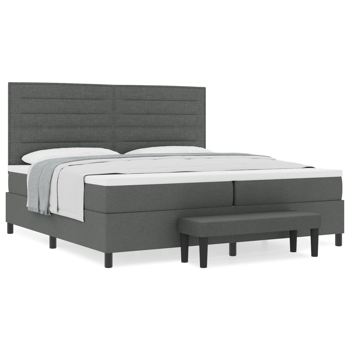 Boxspring Bed Met Matras & Bank Stof Donkergrijs 200 x 200 cm Lijnen design