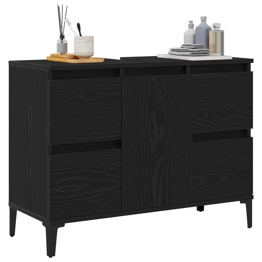 Badmeubel Zwarte Eik 80X33X60 Cm Gelaagd Hout
