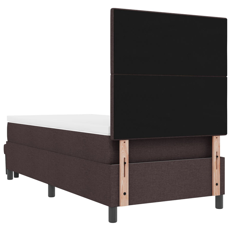Boxspringbed Met Matras En Bankje Stof Donkerbruin 90 x 190 cm Knopgehemde